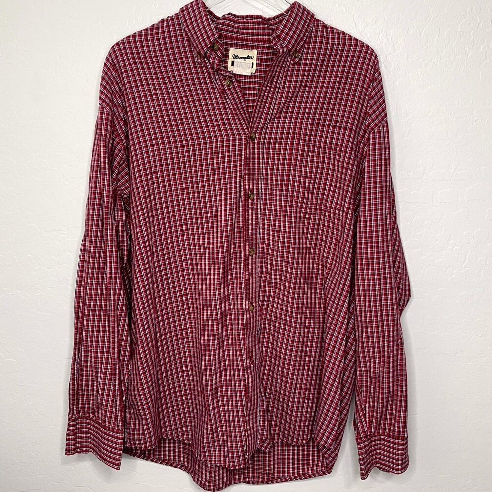 Wrangler Plaid Riata Button Front Long Sleeve Top Size XL